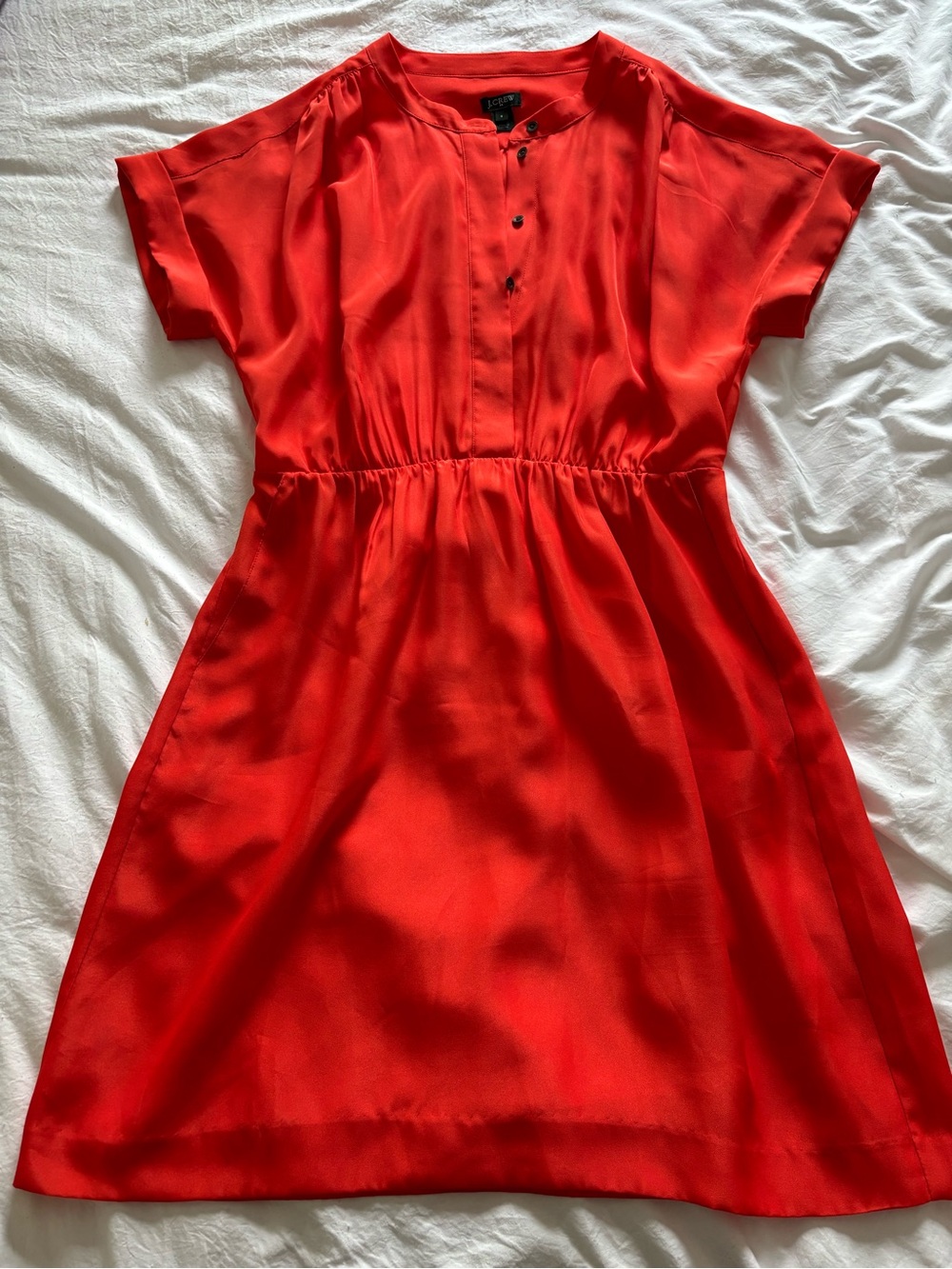 J. Crew Red Silk Button-Up Blouse